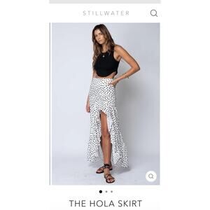 Stillwater Women’s Size XS White And Black Polka Dot High Low Slip Skirt